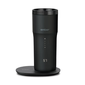 Taza de viaje eléctrica para café negra V2 - 355ml con pantalla digital y base calefactora para temperatura óptima del café.
