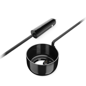 Cargador de coche para taza eléctrica Ember en negro con cable y adaptador para carga rápida y segura.