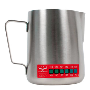 Termómetro Attento -Espresso Gear jarra de leche en acero inoxidable con indicador de temperatura integrado para espresso.