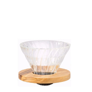 Goteador de Café de Vidrio V60 01 - Madera de Olivo HARIO