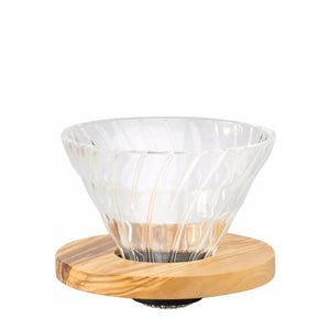 Goteador de Café de Vidrio V60 02 - Madera de Olivo HARIO