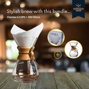 Chemex 6 TAZAS + 100 Filtros ESPRESSO GEAR