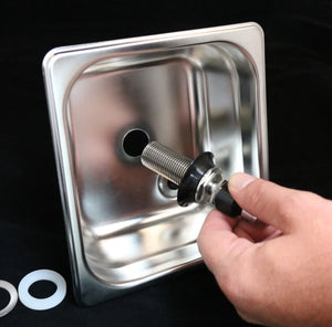 Enjuagador de jarra cuadrado 150mm Spinjet de acero inoxidable se monta para limpieza eficiente de jarras.
