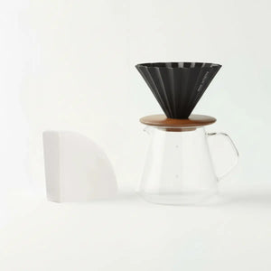 Set japonés para café de filtro manual - Dripper Origami + paquete de 100 filtros - Barista y Espresso