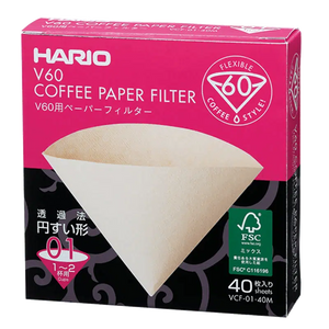 V60 Filter Paper ❘ 01 Size-Kaffefilter-Hario-40 pack-Naturlig-Barista och Espresso